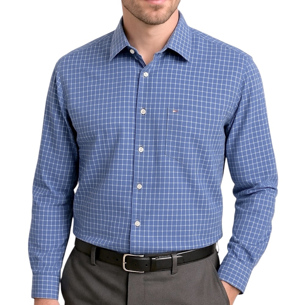 Tommy Hilfiger XL Custom Fit Blue Check Shirt Premium 2-Ply